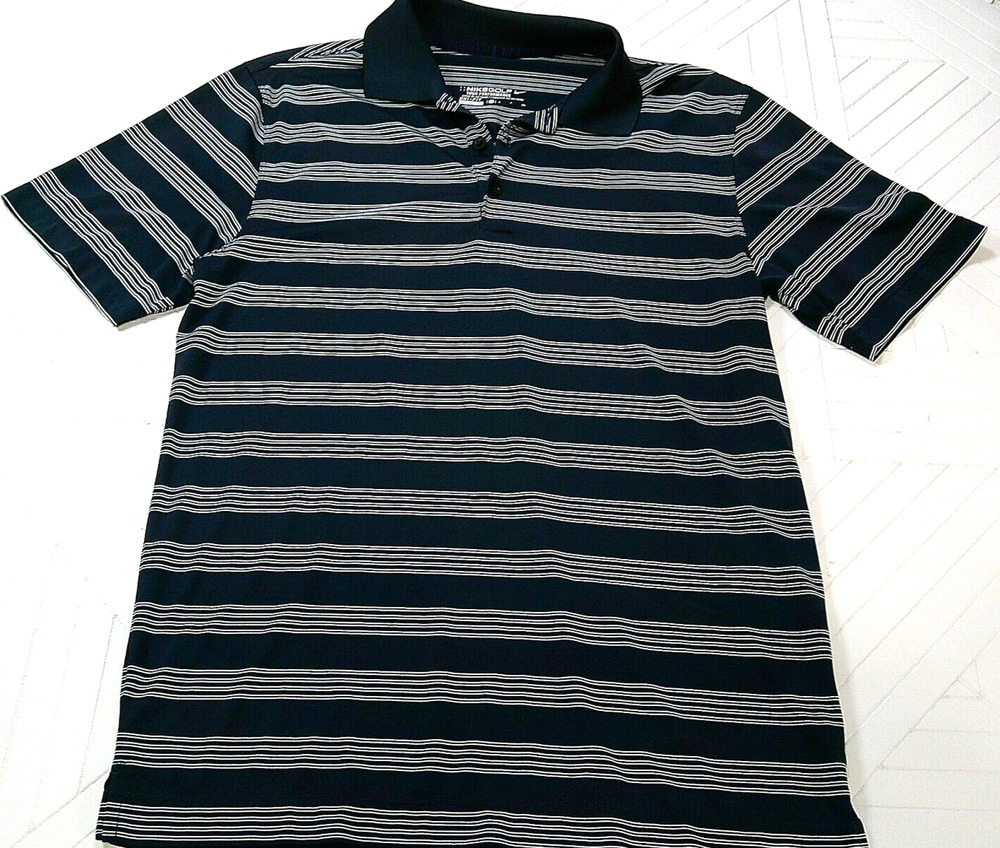 Nike Golf Dri-Fit Tour Performance Polo Shirt Blue White Stripes Men's Small